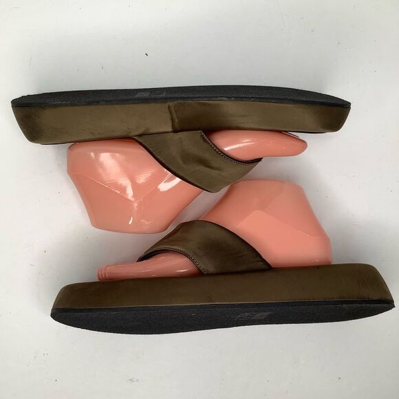 Zara Brown Satin Textile Low Platform Thong Flip Flop Women’s Sandals Sz 10.5 - Picture 6 of 10